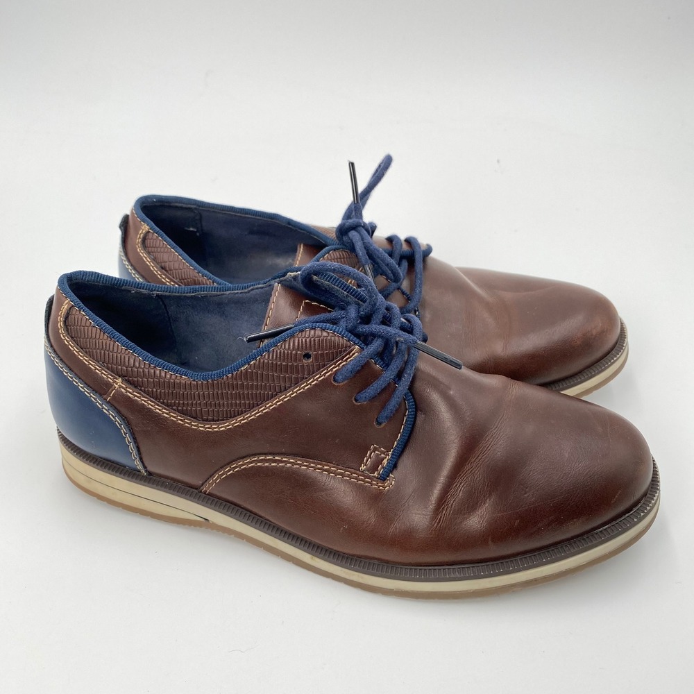 West Harris‎ Kids Brown Blue Lace Up Oxford Harrison Dress Shoes Size 1M